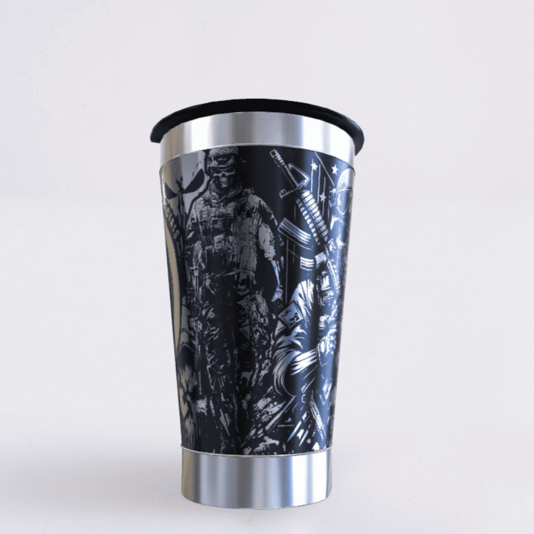 B.O.P.E. – Copo Térmico Preto Personalizado 360° a Laser + Brinde