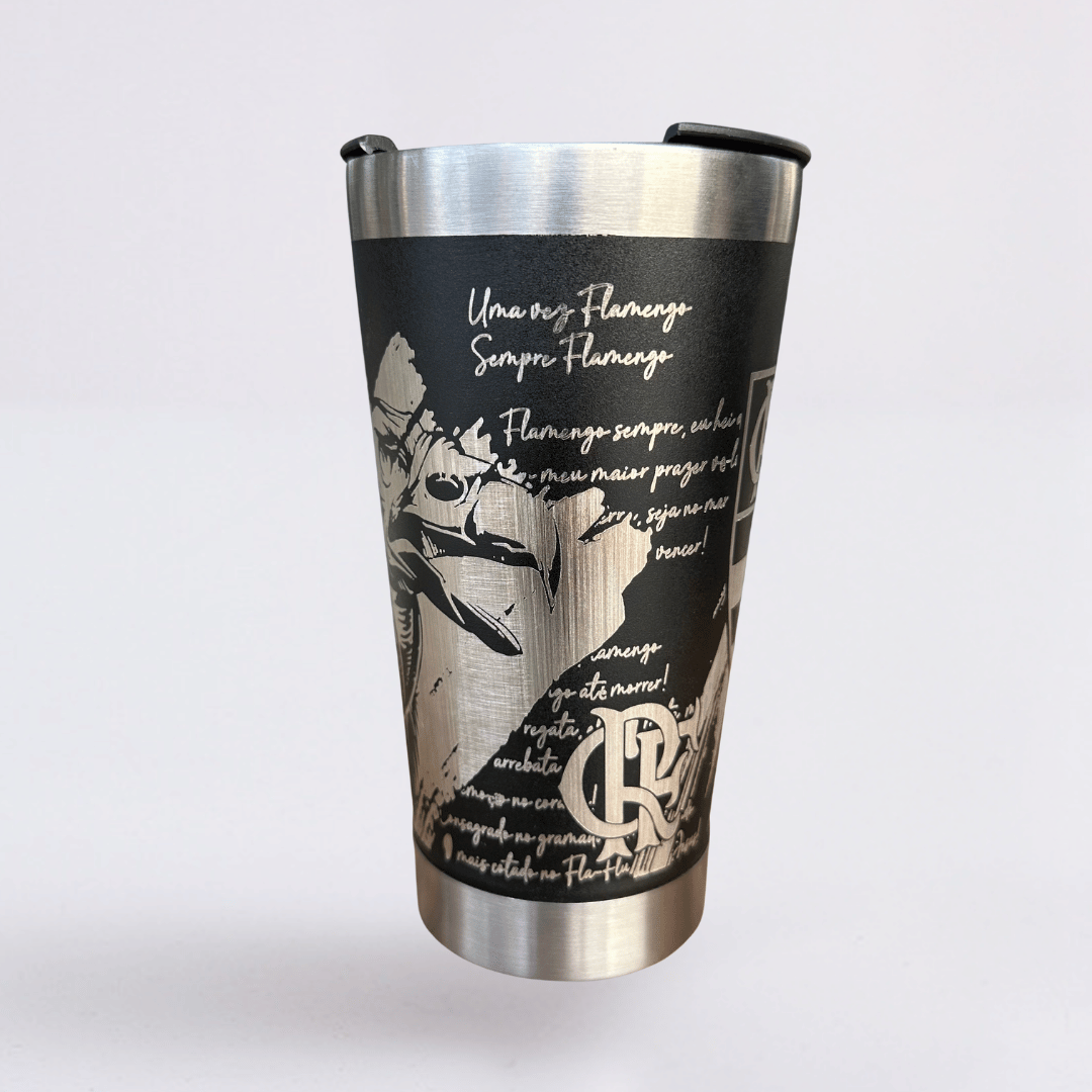 Flamengo – Copo Térmico Preto Personalizado 360° a Laser + Brinde