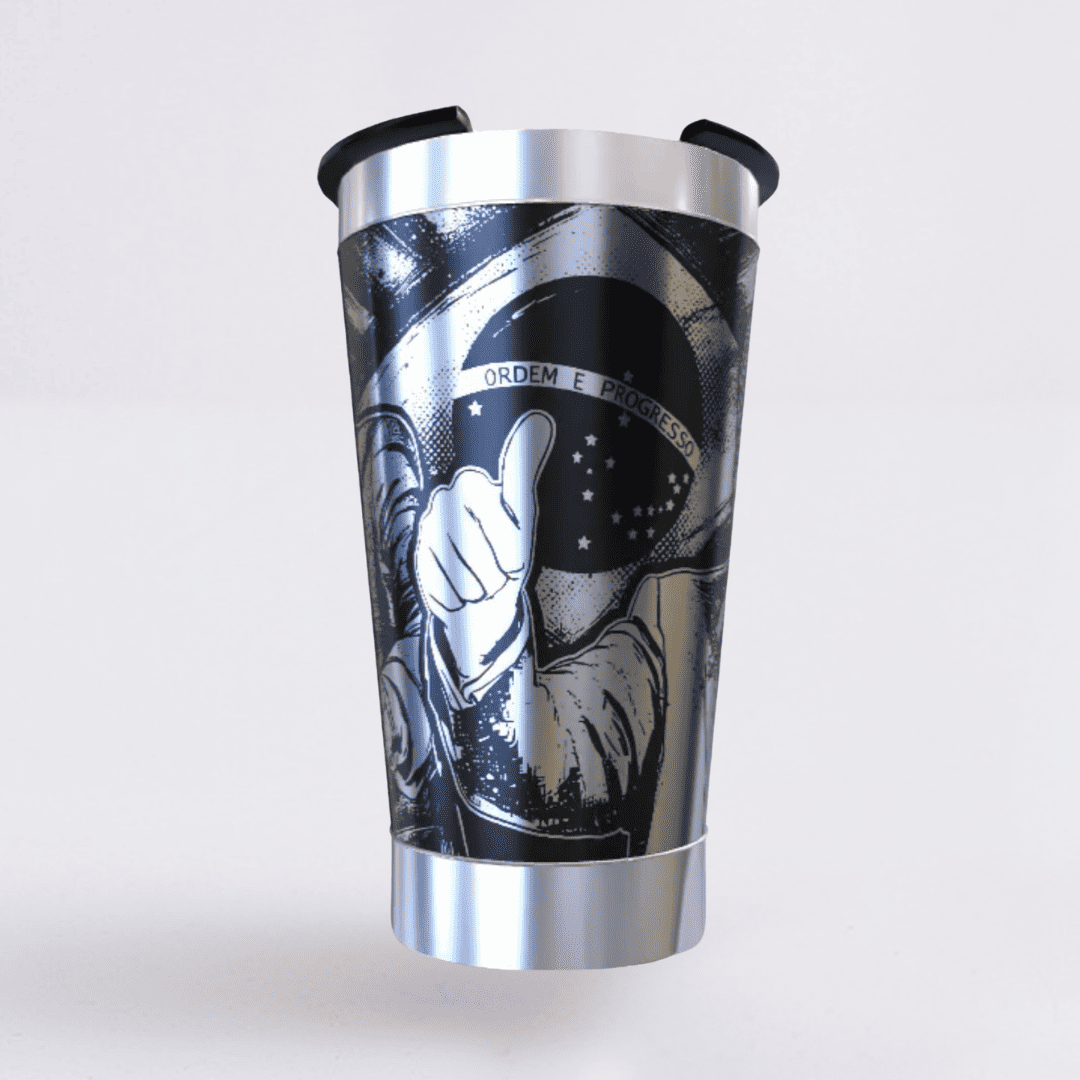 Mito Patriota #01 – Copo Térmico Preto Personalizado 360° a Laser + Brinde