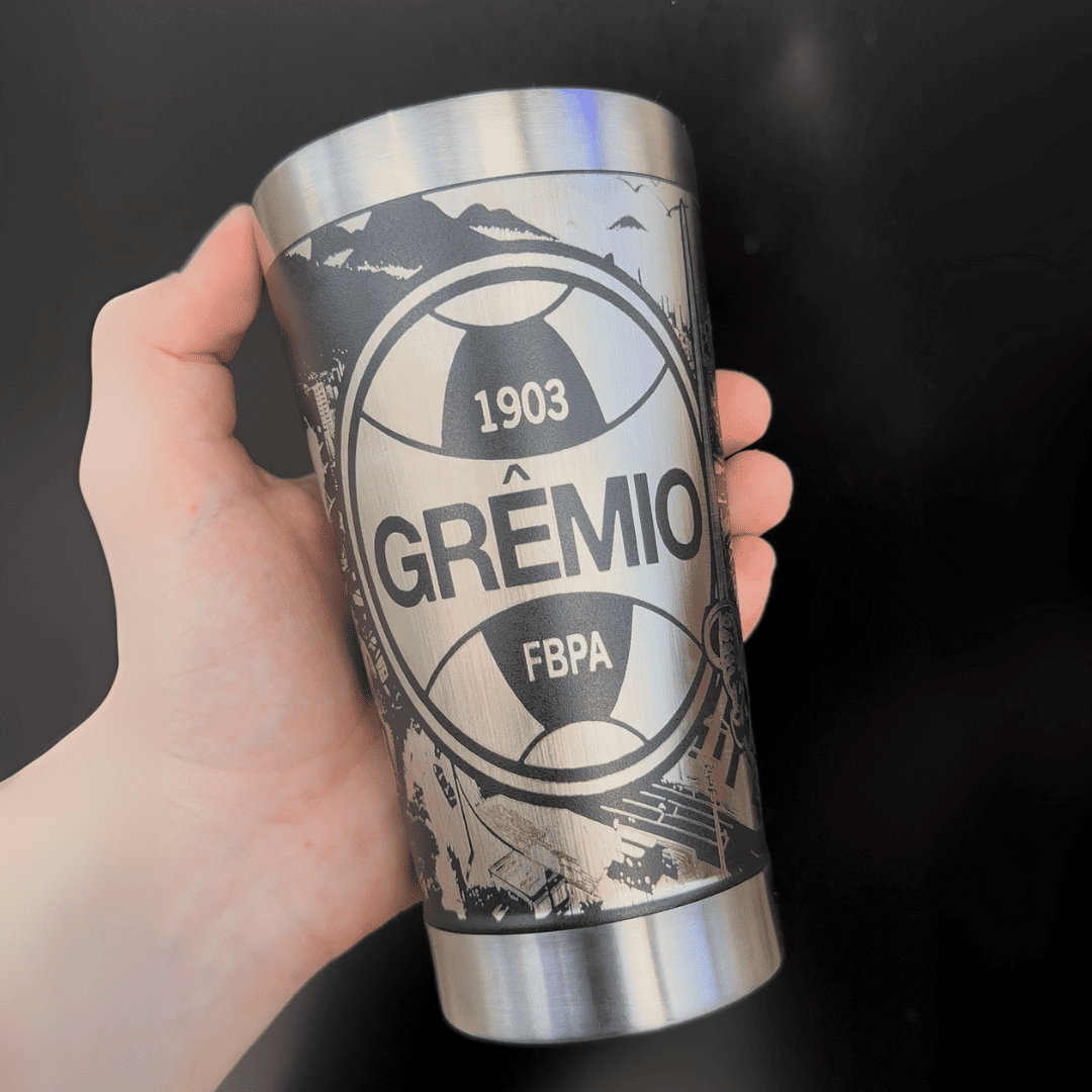 Grêmio – Copo Térmico Preto Personalizado 360° a Laser + Brinde