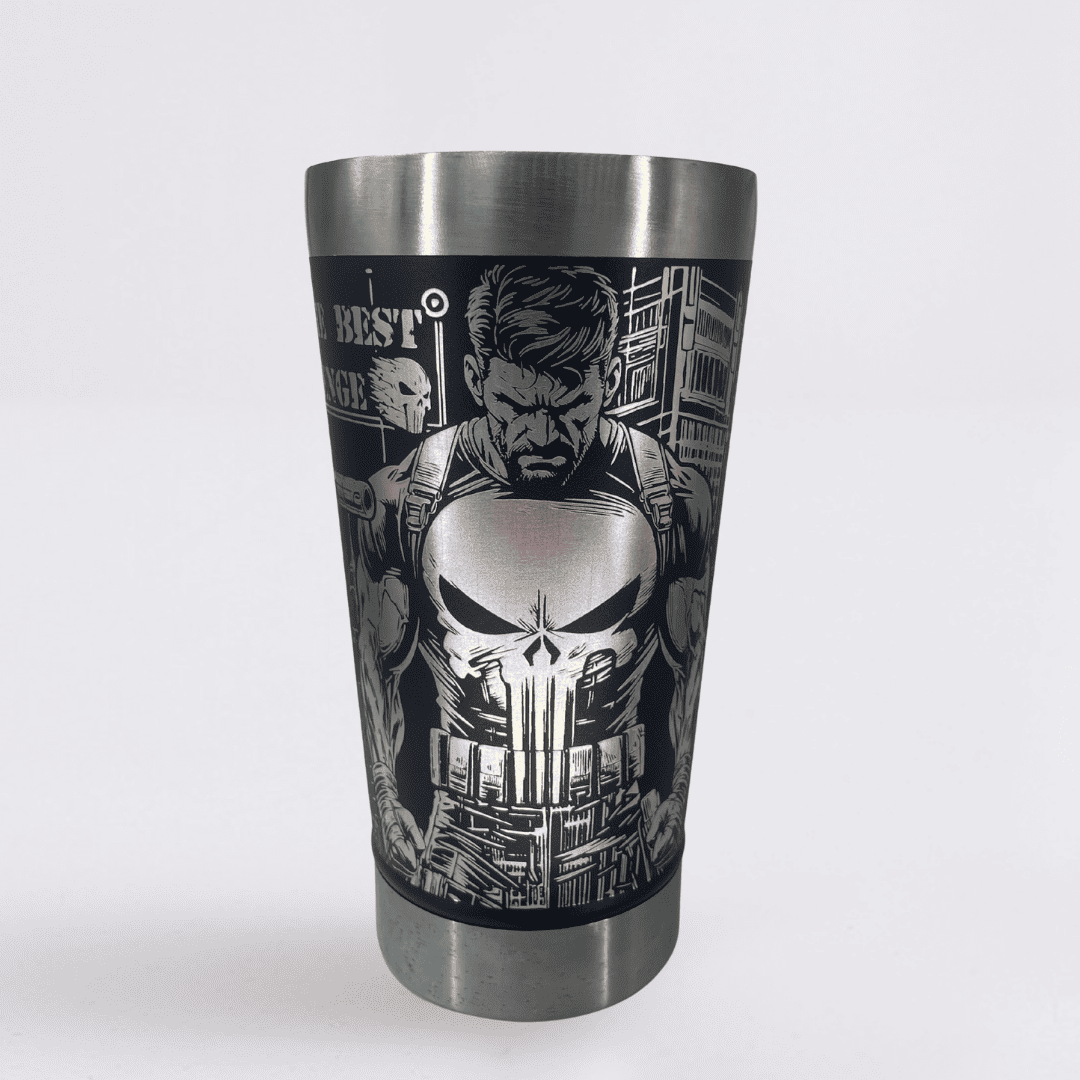 The Punisher #02 | Copo Térmico Preto Personalizado 360° a Laser + Brinde