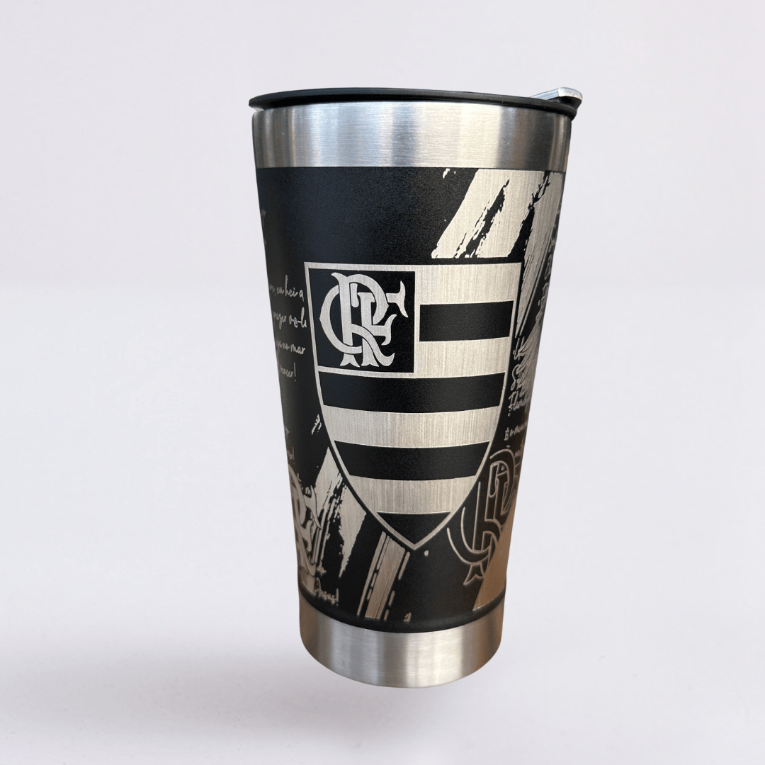 Flamengo – Copo Térmico Preto Personalizado 360° a Laser + Brinde