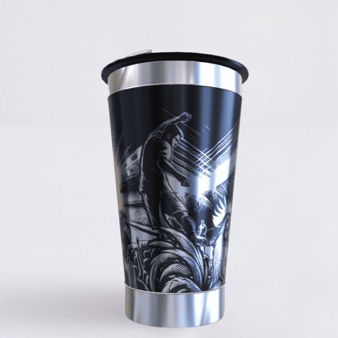 Atlético Mineiro – Copo Térmico Preto Personalizado 360° a Laser + Brinde
