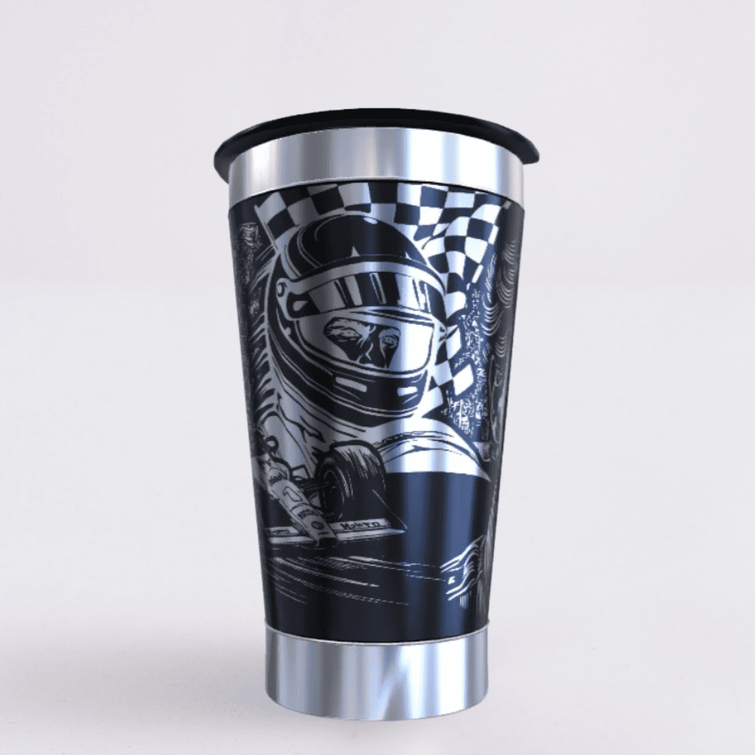 Ayrton Senna – Copo Térmico Preto Personalizado 360° a Laser + Brinde