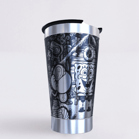 Bob Esponja – Copo Térmico Preto Personalizado 360° a Laser + Brinde