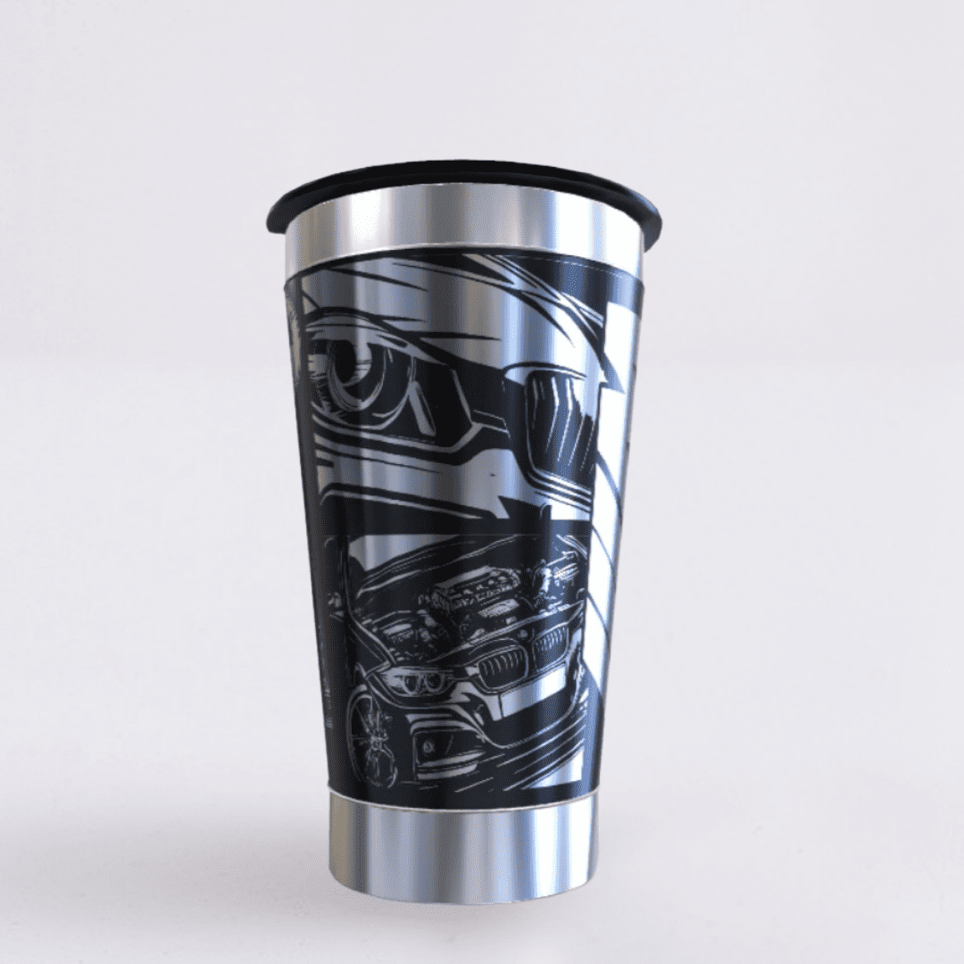 BMW  – Copo Térmico Preto Personalizado 360° a Laser + Brinde