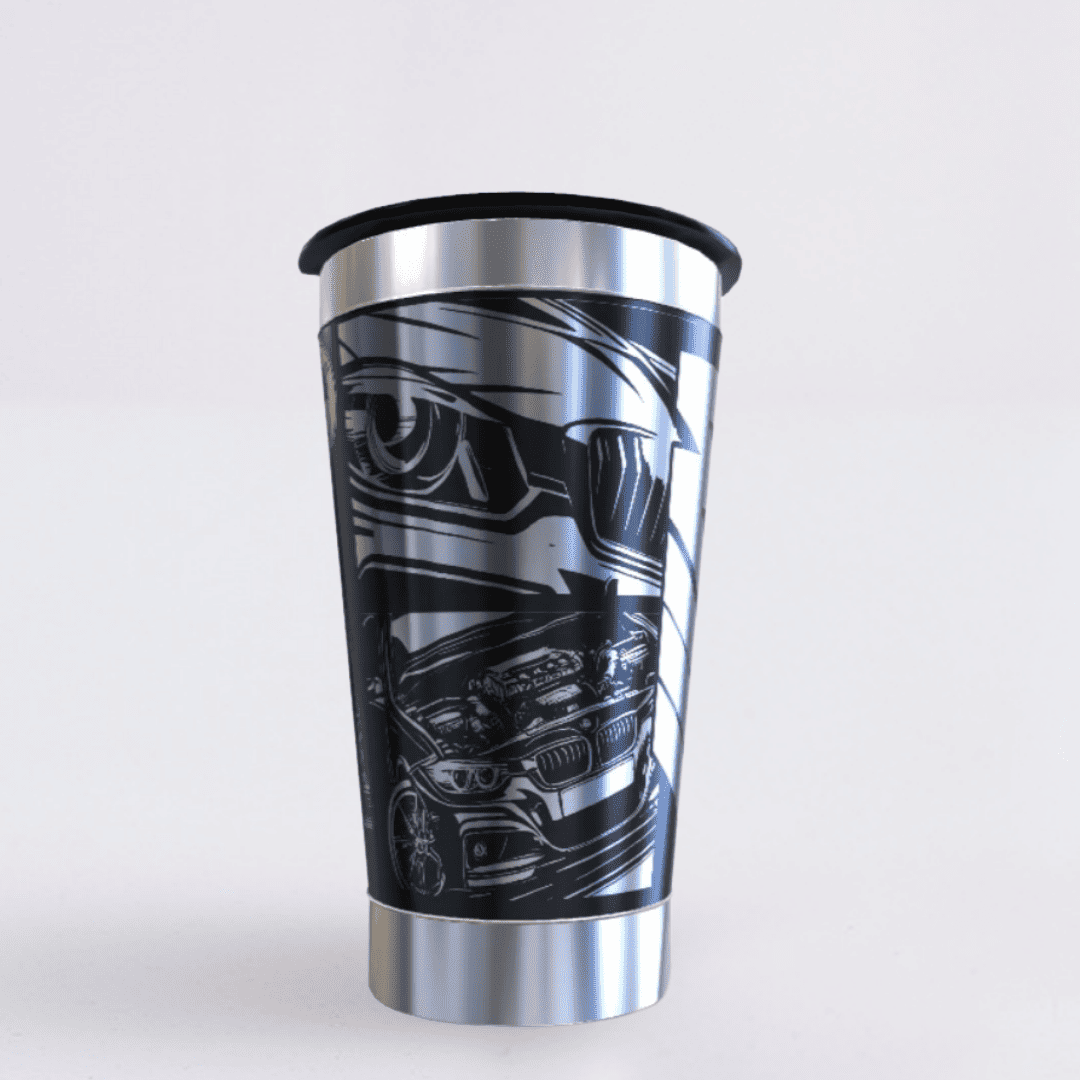 BMW  – Copo Térmico Preto Personalizado 360° a Laser + Brinde