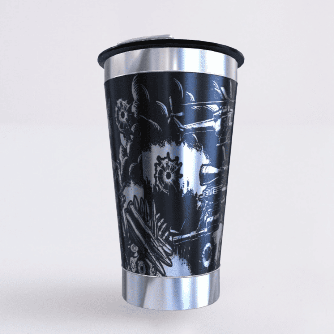 Militar – Copo Térmico Preto Personalizado 360° a Laser + Brinde