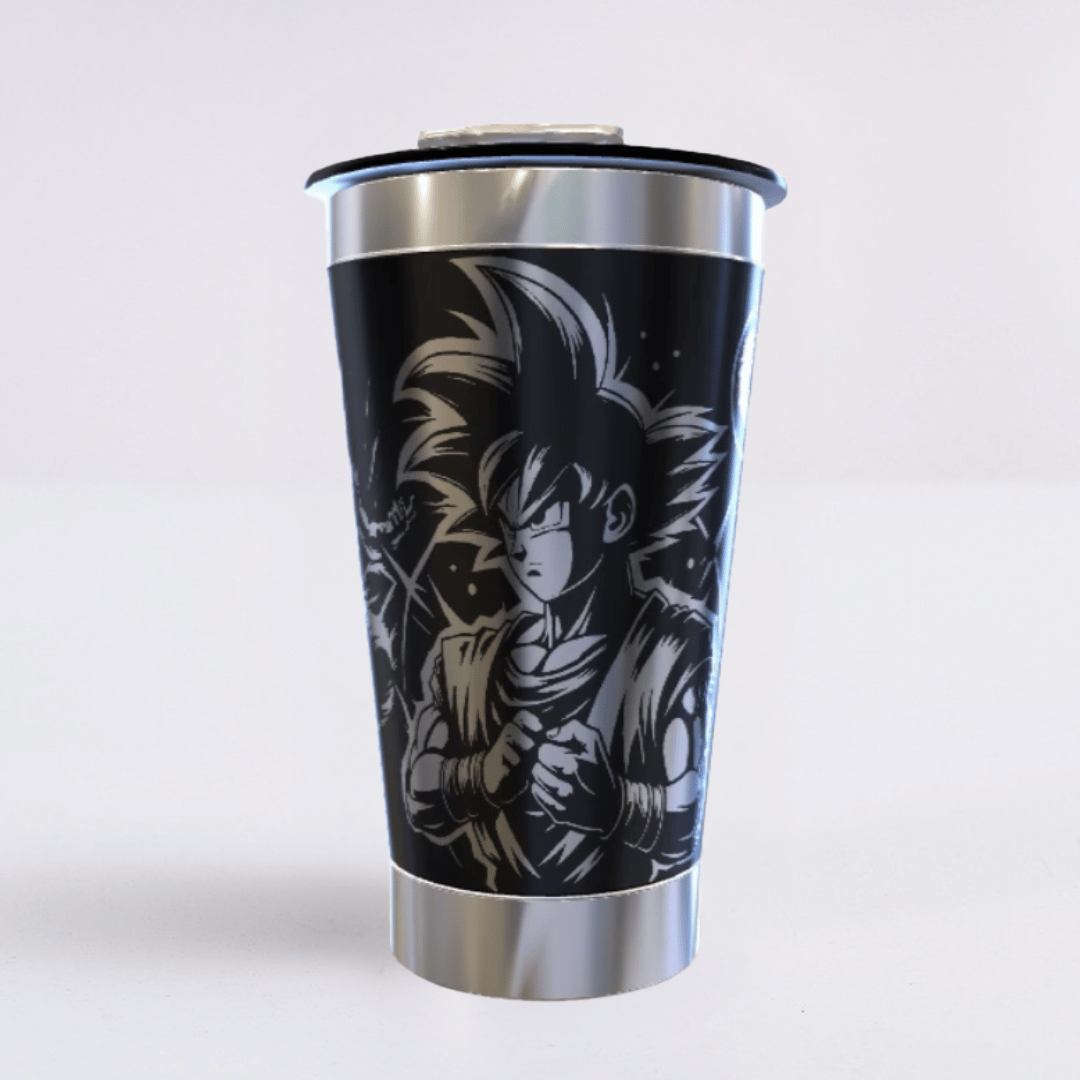 Drangol Ball Z– Copo Térmico Preto Personalizado 360° a Laser + Brinde