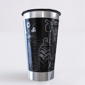 Trator Agro – Copo Térmico Preto Personalizado 360° a Laser + Brinde