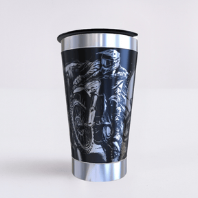 Moto Cross – Copo Térmico Preto Personalizado 360° a Laser + Brinde