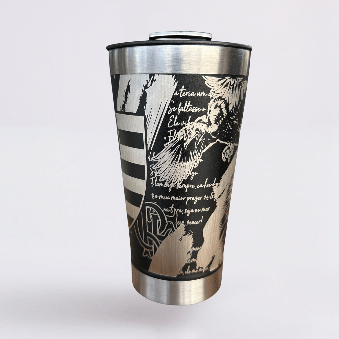 Flamengo – Copo Térmico Preto Personalizado 360° a Laser + Brinde