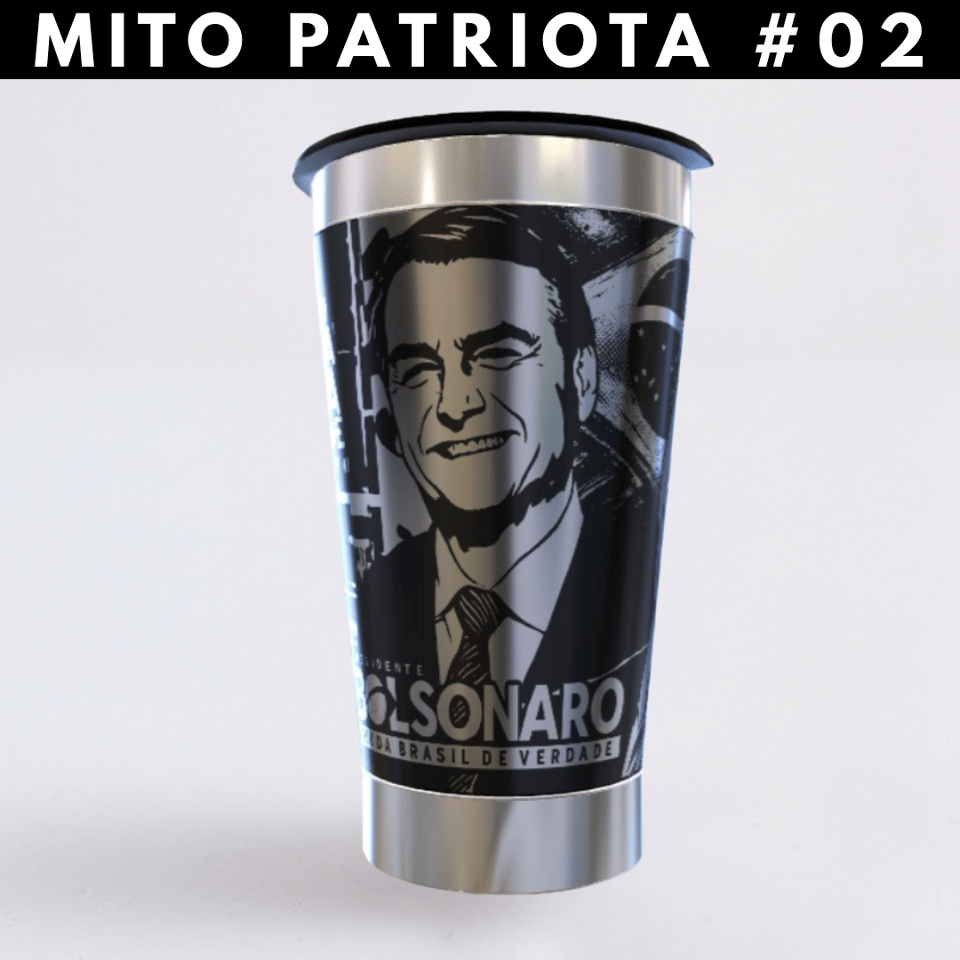 Mito Patriota #02 – Copo Térmico Preto Personalizado 360° a Laser + Brinde