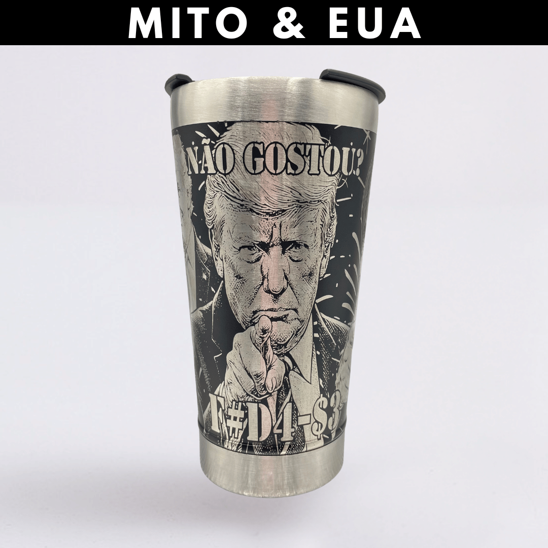 Mito & EUA – Copo Térmico Preto Personalizado 360° a Laser + Brinde