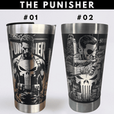 The Punisher  | Copo Térmico Preto Personalizado 360° a Laser + Brinde