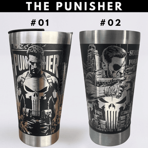 The Punisher  | Copo Térmico Preto Personalizado 360° a Laser + Brinde