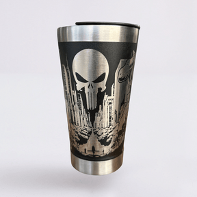 The Punisher #01 | Copo Térmico Preto Personalizado 360° a Laser + Brinde