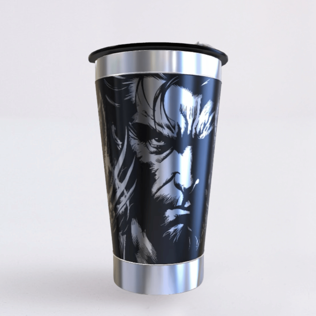 Wolverine – Copo Térmico Preto Personalizado 360° a Laser + Brinde