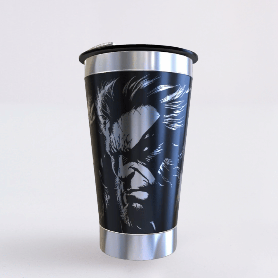 Wolverine – Copo Térmico Preto Personalizado 360° a Laser + Brinde