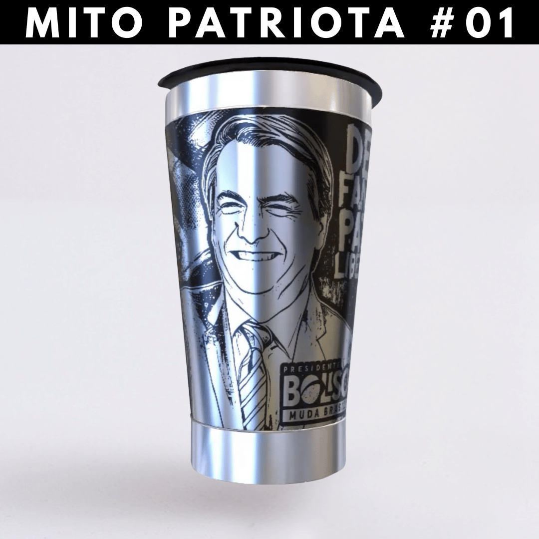 Mito Patriota #01  – Copo Térmico Preto Personalizado 360° a Laser + Brinde