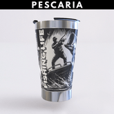 Pescaria – Copo Térmico Preto Personalizado 360° a Laser + Brinde
