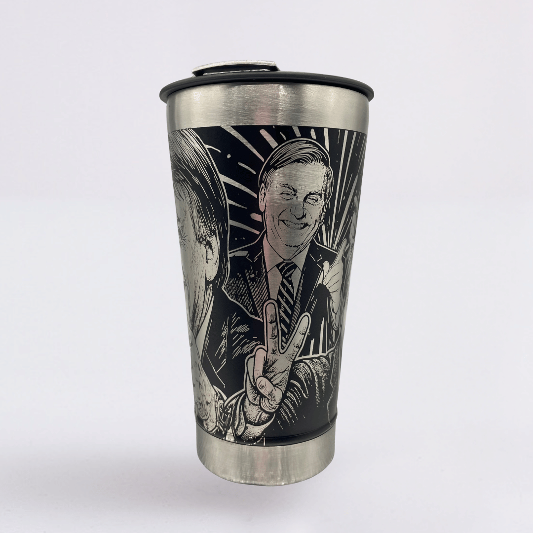 Mito & EUA – Copo Térmico Preto Personalizado 360° a Laser + Brinde