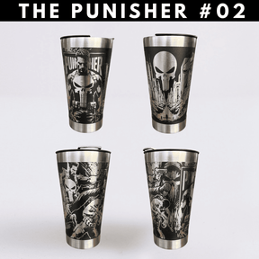 The Punisher  | Copo Térmico Preto Personalizado 360° a Laser + Brinde