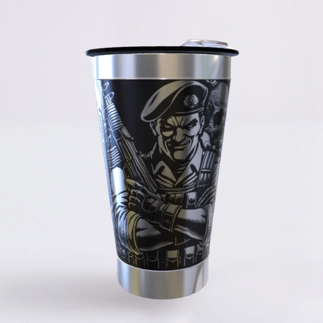 Rotam – Copo Térmico Preto Personalizado 360° a Laser + Brinde