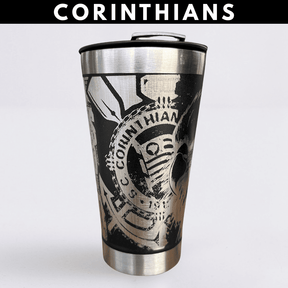 Corinthians – Copo Térmico Preto Personalizado 360° a Laser + Brinde