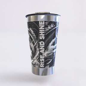 Pescaria – Copo Térmico Preto Personalizado 360° a Laser + Brinde