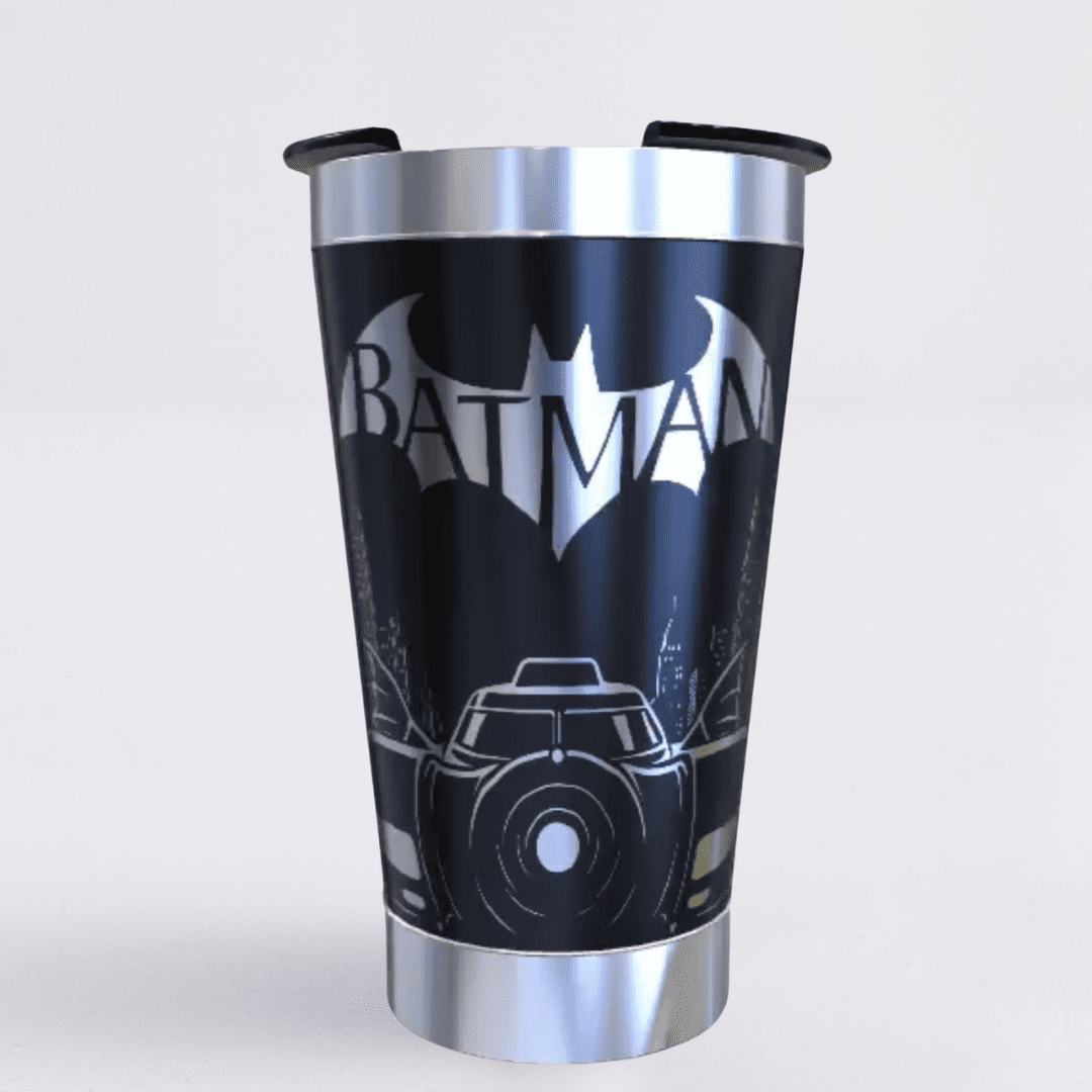 Batman – Copo Térmico Preto Personalizado 360° a Laser + Brinde