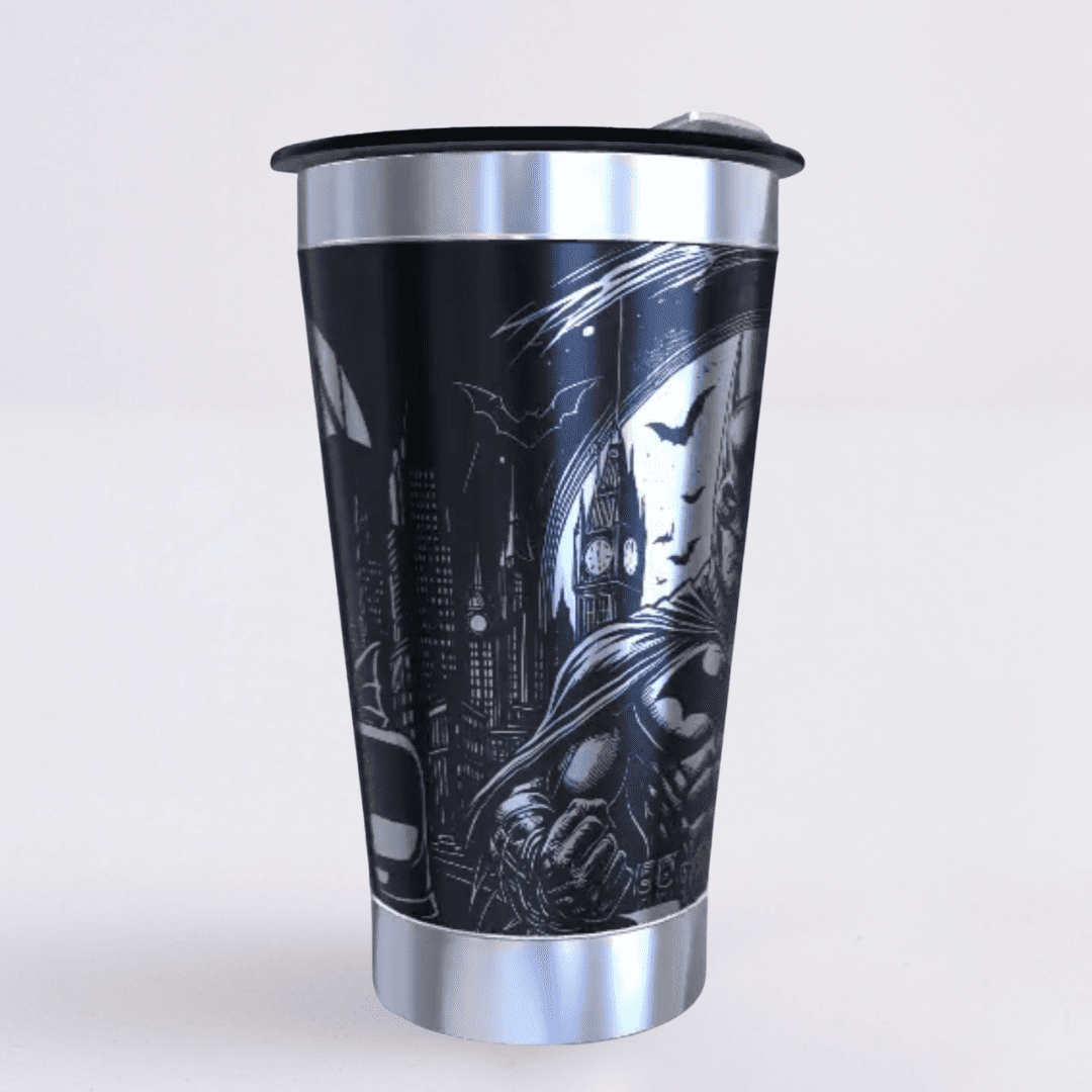 Batman – Copo Térmico Preto Personalizado 360° a Laser + Brinde