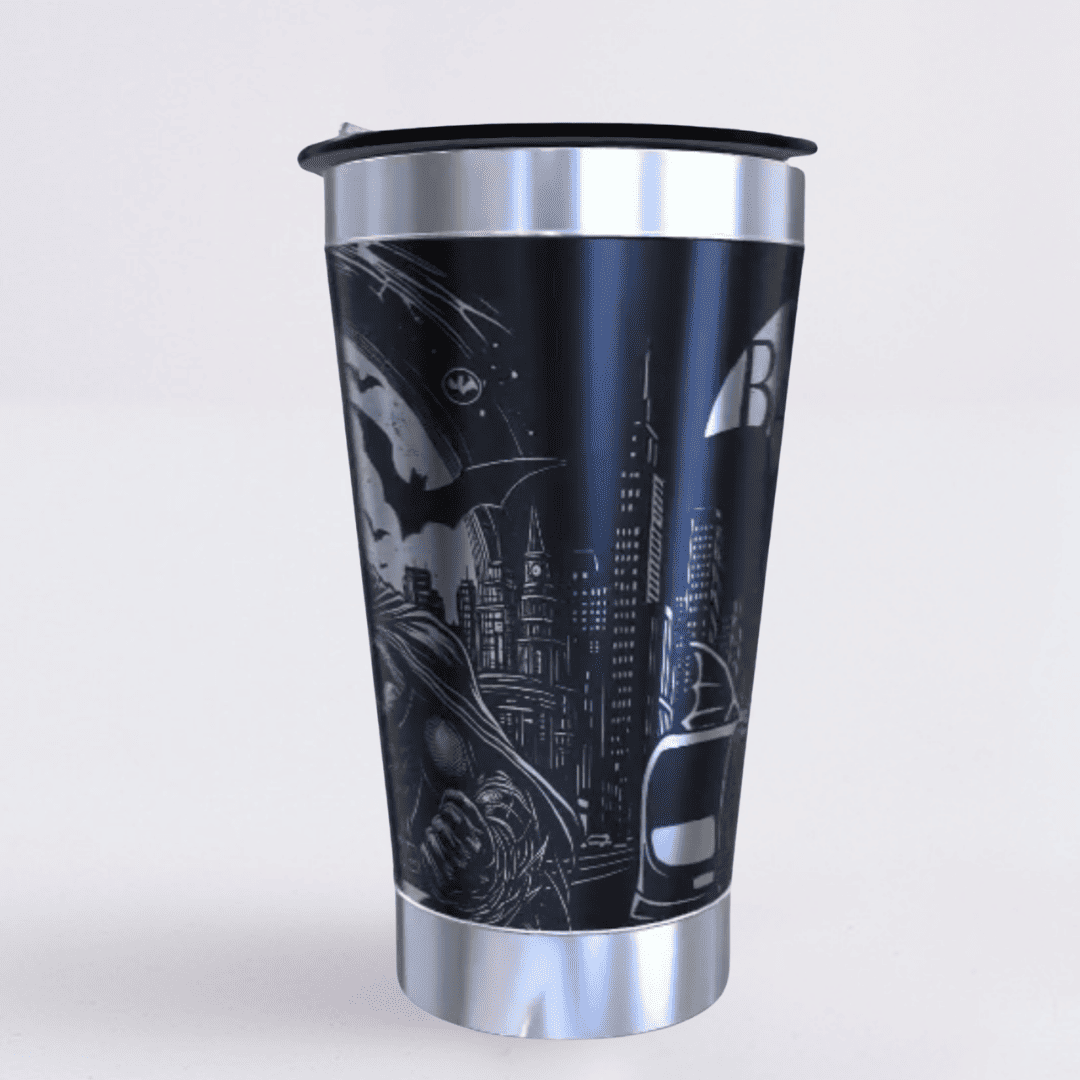 Batman – Copo Térmico Preto Personalizado 360° a Laser + Brinde