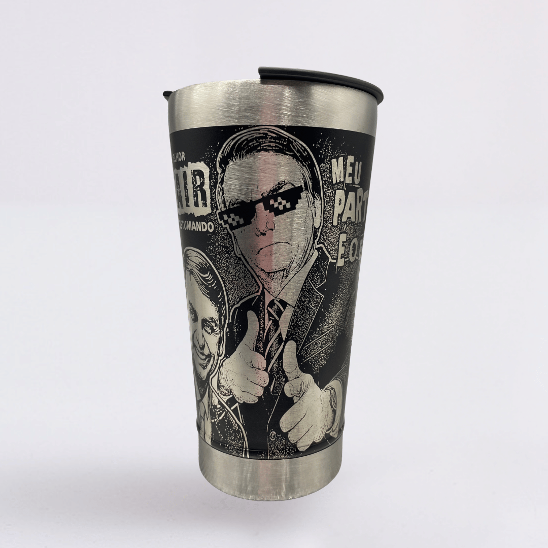 Mito Patriota #03 – Copo Térmico Preto Personalizado 360° a Laser + Brinde