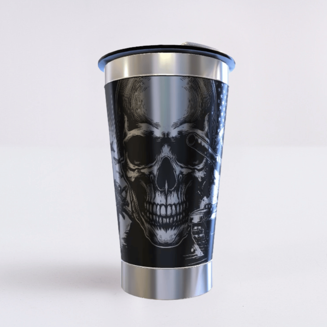 Military – Copo Térmico Preto Personalizado 360° a Laser + Brinde