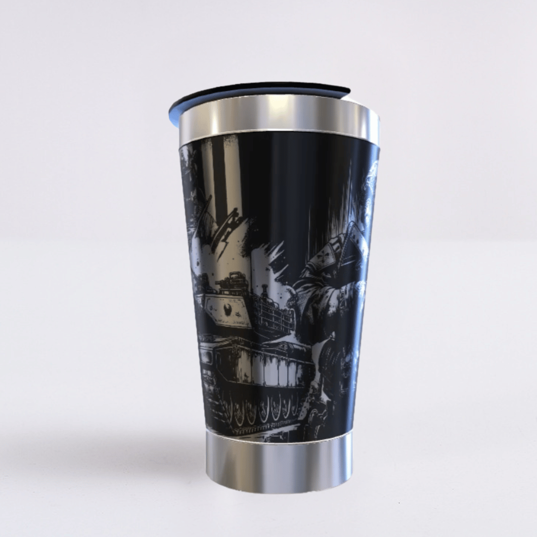 Military – Copo Térmico Preto Personalizado 360° a Laser + Brinde